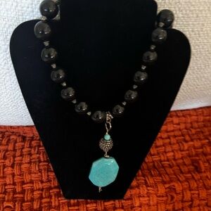 Elegant Black and Turquoise Necklace